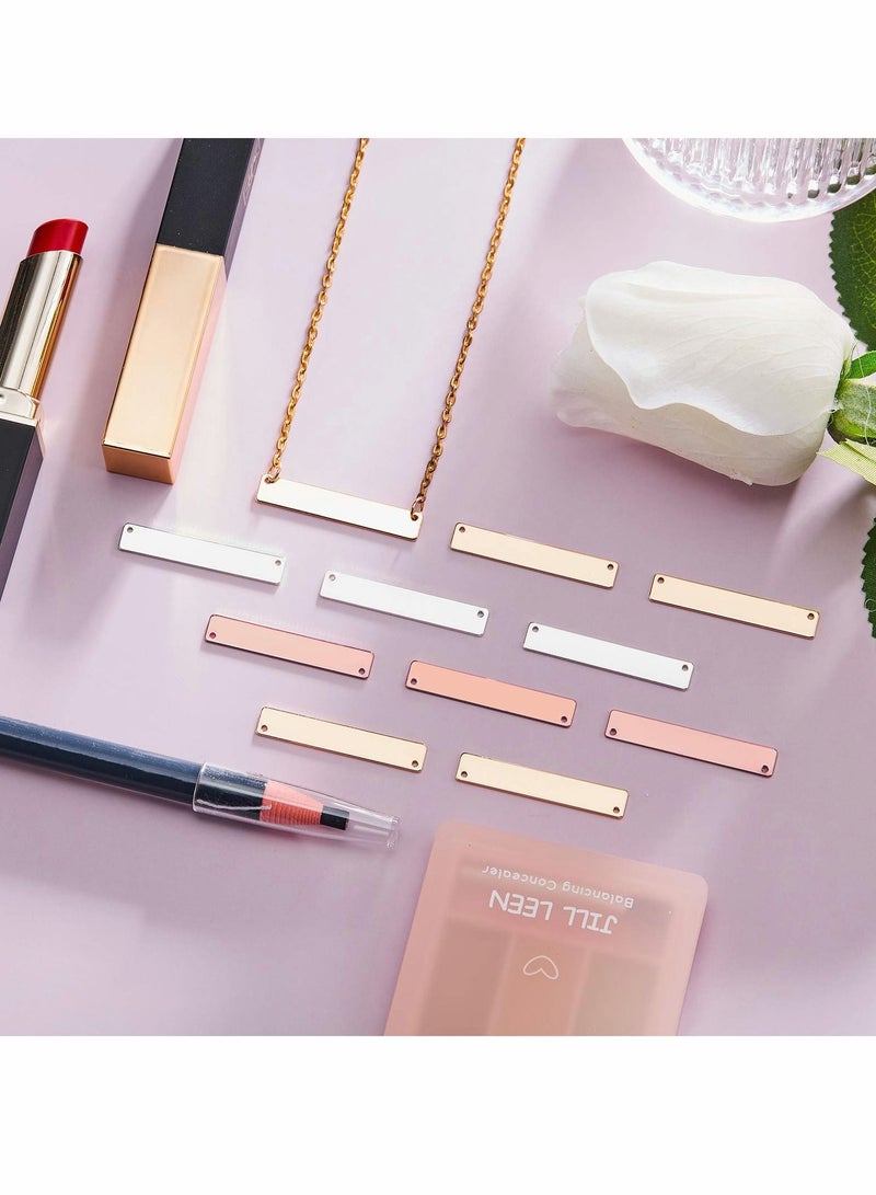 KASTWAVE 30 Piece Rectangle Metal Stamping Blank Brass Stamping Tag Pendant Stamping Blank Pendant Charm Horizontal Pendant Name Tag with Storage Box for DIY Bracelet Necklace - Image 3