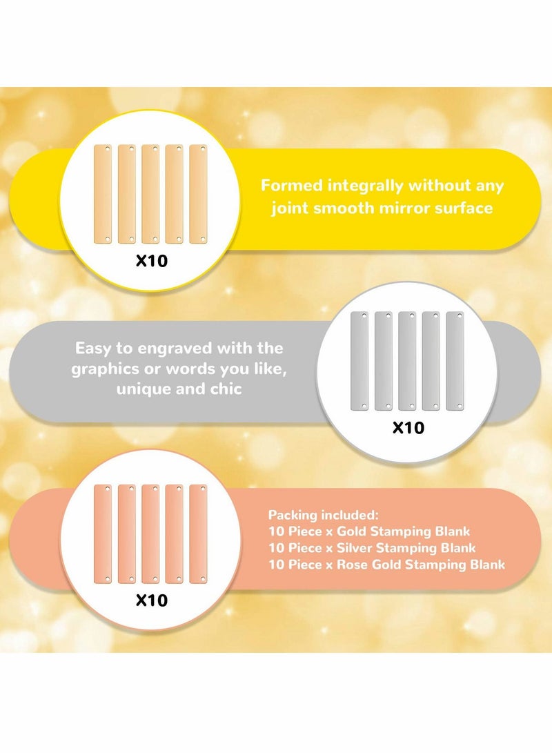 KASTWAVE 30 Piece Rectangle Metal Stamping Blank Brass Stamping Tag Pendant Stamping Blank Pendant Charm Horizontal Pendant Name Tag with Storage Box for DIY Bracelet Necklace - Image 2