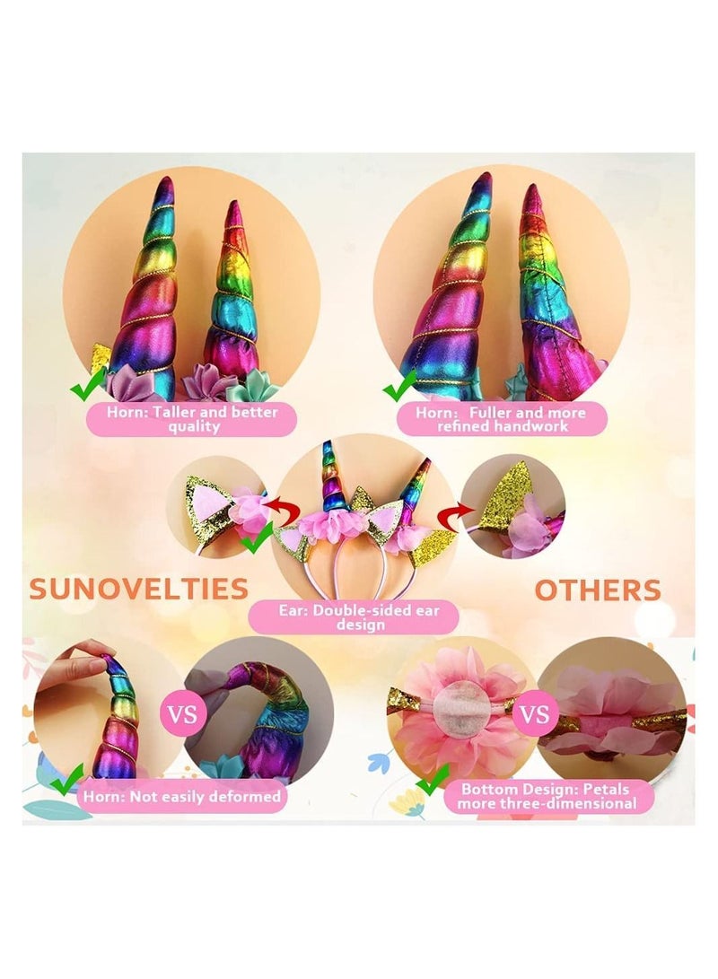 Loquat Unicorn Headband Party Supplies (Gold Silver) - Pack of 6 - Image 4