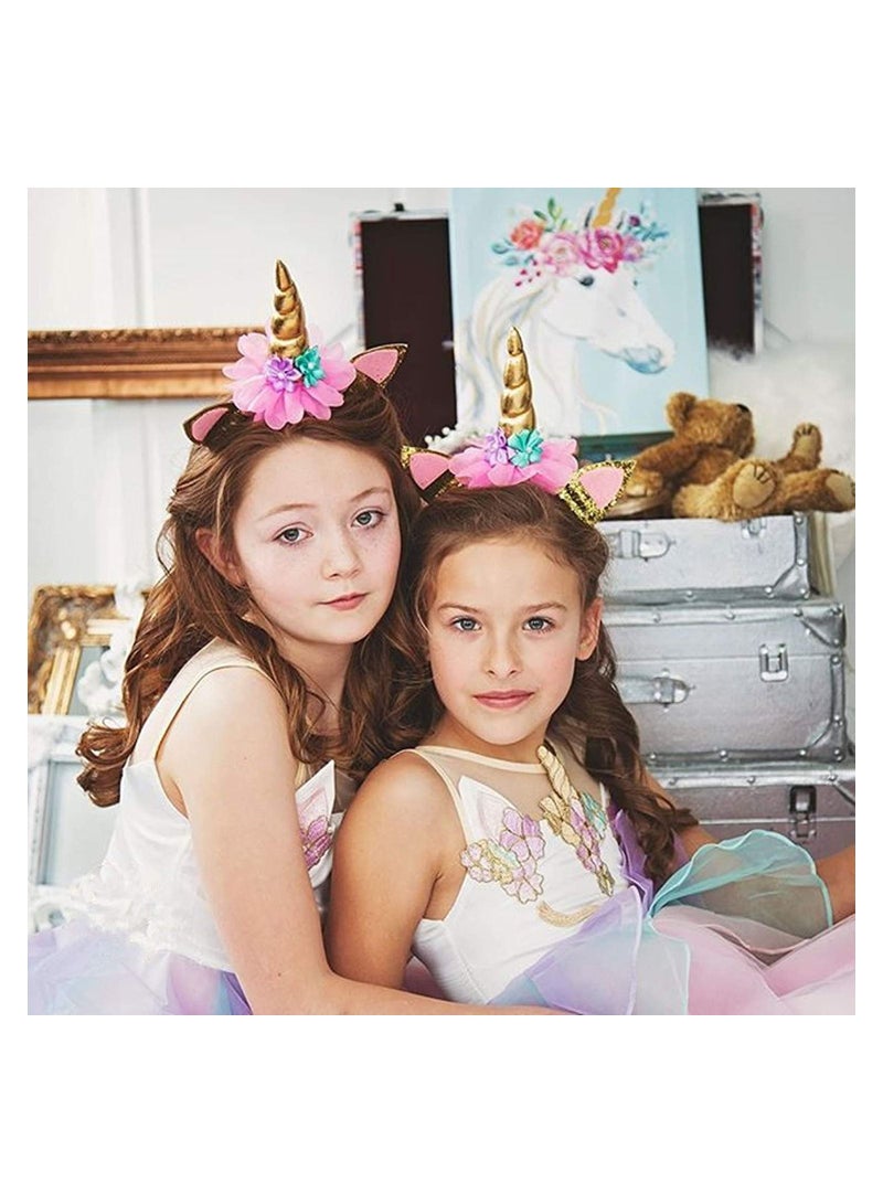 Loquat Unicorn Headband Party Supplies (Gold Silver) - Pack of 6 - Image 2