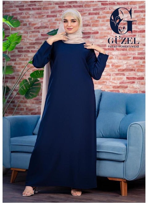 Basic women's crepe dress, Rosaline, first-class imported material from Guzel - non-sticky and non-transparent - navy blue