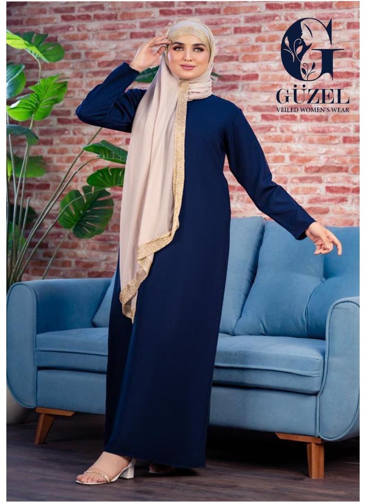 Basic women's crepe dress, Rosaline, first-class imported material from Guzel - non-sticky and non-transparent - navy blue