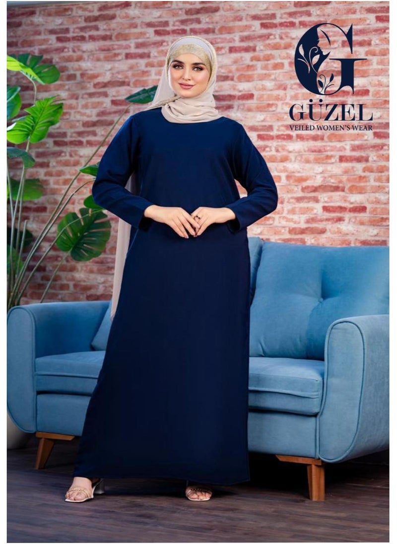 Basic women's crepe dress, Rosaline, first-class imported material from Guzel - non-sticky and non-transparent - navy blue