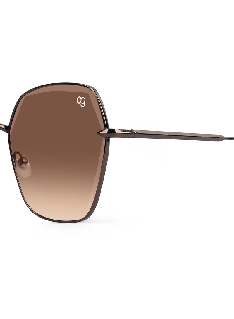 Woggles Latest & Stylish UV Protected Brown Hexagonal Sunglasses for Women