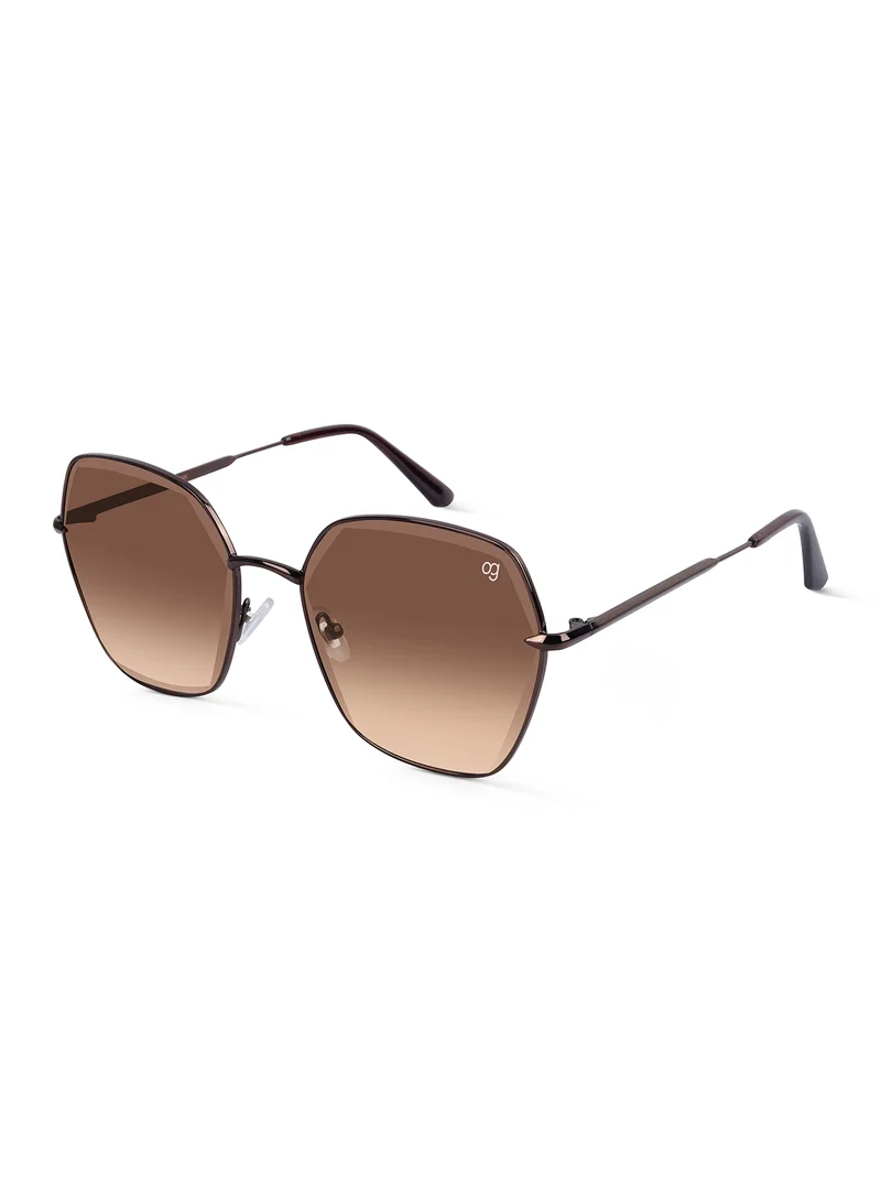 Woggles Latest & Stylish UV Protected Brown Hexagonal Sunglasses for Women