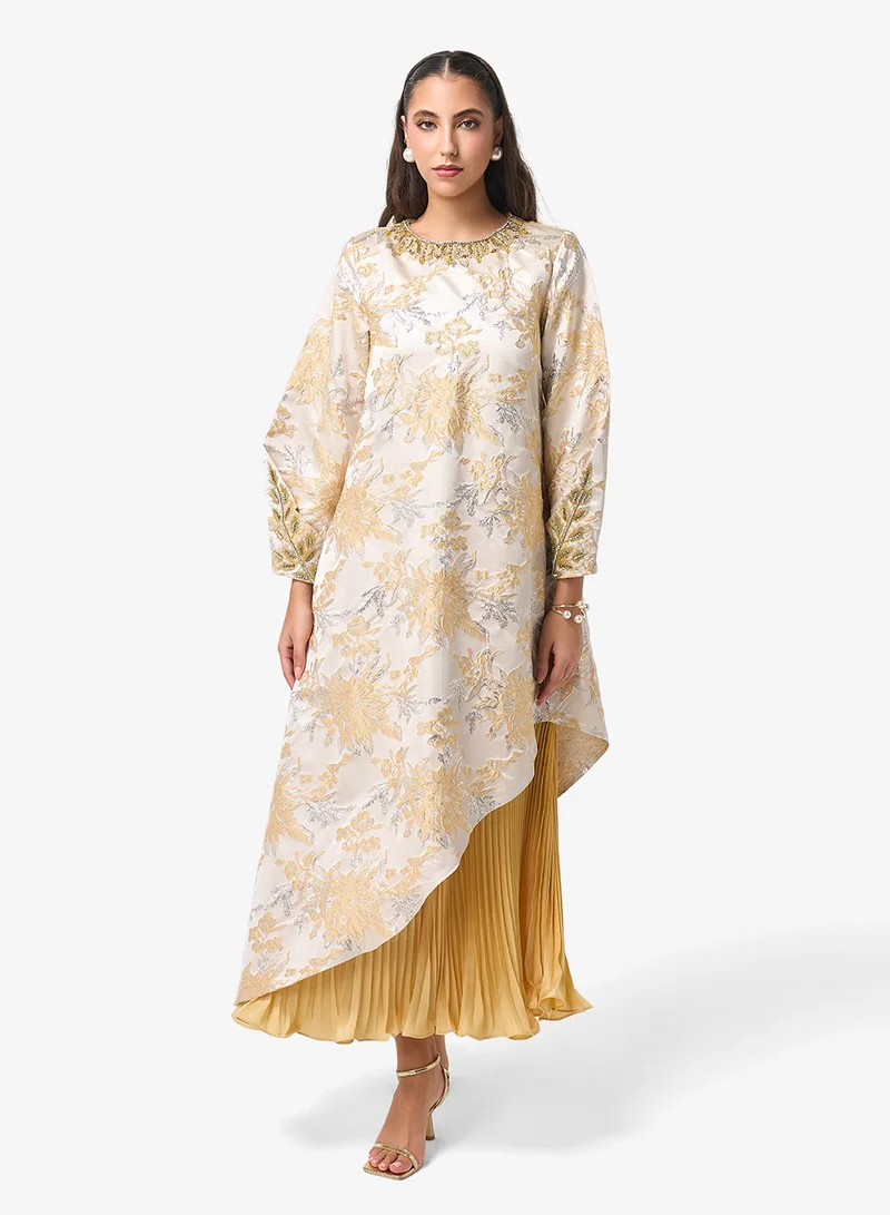 Threadz by Ajooni  Asymmetric Long Sleeve Midi Dress for Women | Best Price UAE