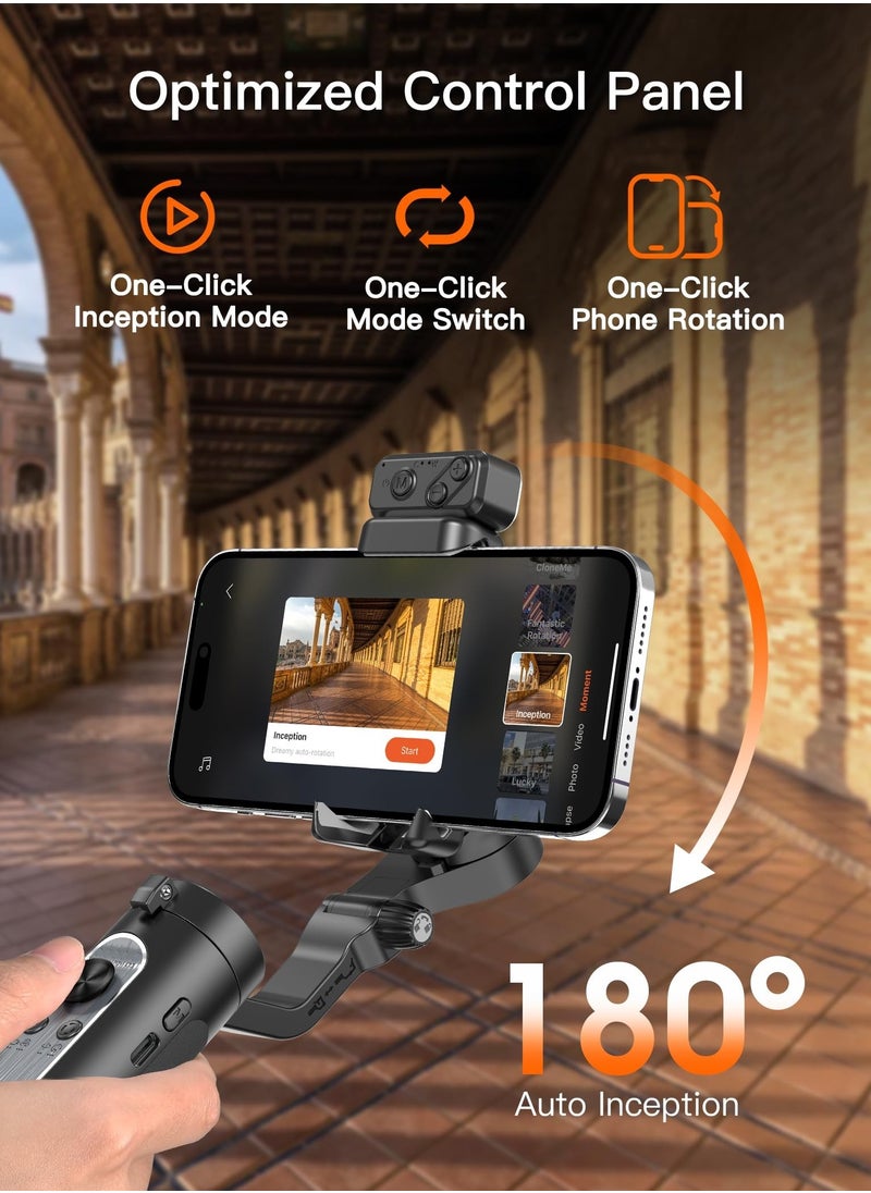 Generic - Gimbal Stabilizer for Smartphone, 3-Axis Gimbal for iPhone Android with Magnetic Adjustable Fill Light,Foldable Stabilizer for One-Key Inception for Youtuber,Vlog,Video Record - Image 1