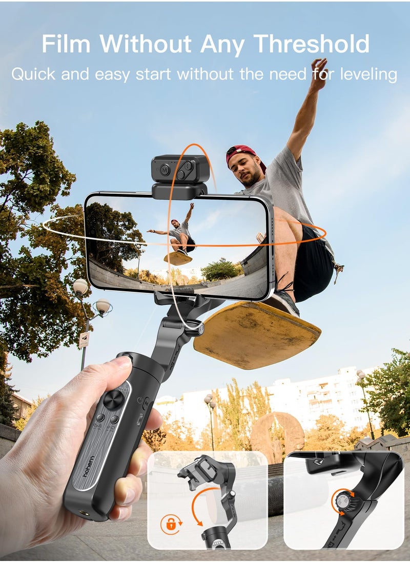Generic - Gimbal Stabilizer for Smartphone, 3-Axis Gimbal for iPhone Android with Magnetic Adjustable Fill Light,Foldable Stabilizer for One-Key Inception for Youtuber,Vlog,Video Record - Image 1