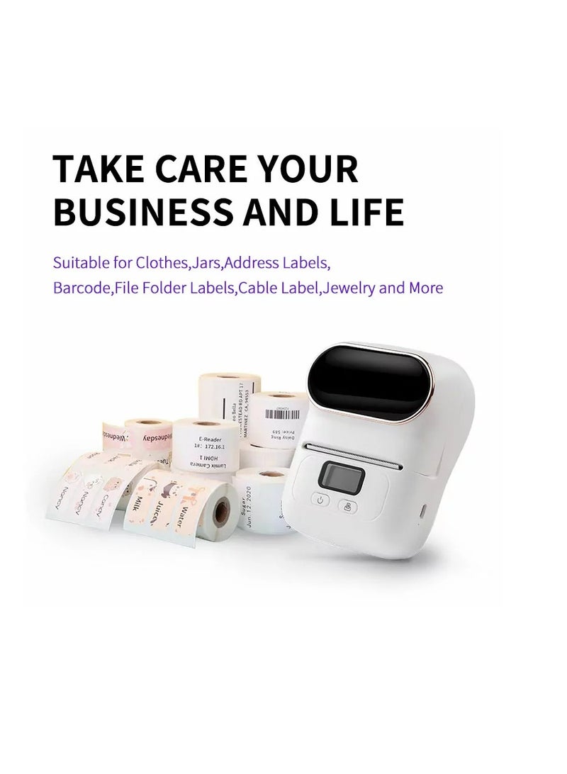 AIMO M110 Label Printer Portable Bluetooth Thermal Mini Label Maker Printer Apply to Labeling Compatible with Android & iOS System With 1 40×30mm Label White - Image 3