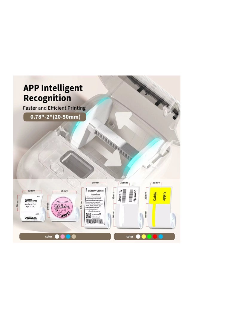 AIMO M110 Label Printer Portable Bluetooth Thermal Mini Label Maker Printer Apply to Labeling Compatible with Android & iOS System With 1 40×30mm Label White - Image 5