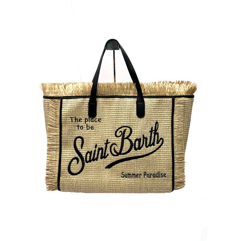 Chic St. Barts Large Tote Women’s Straw Bags with Tassels Primary color straw mat 