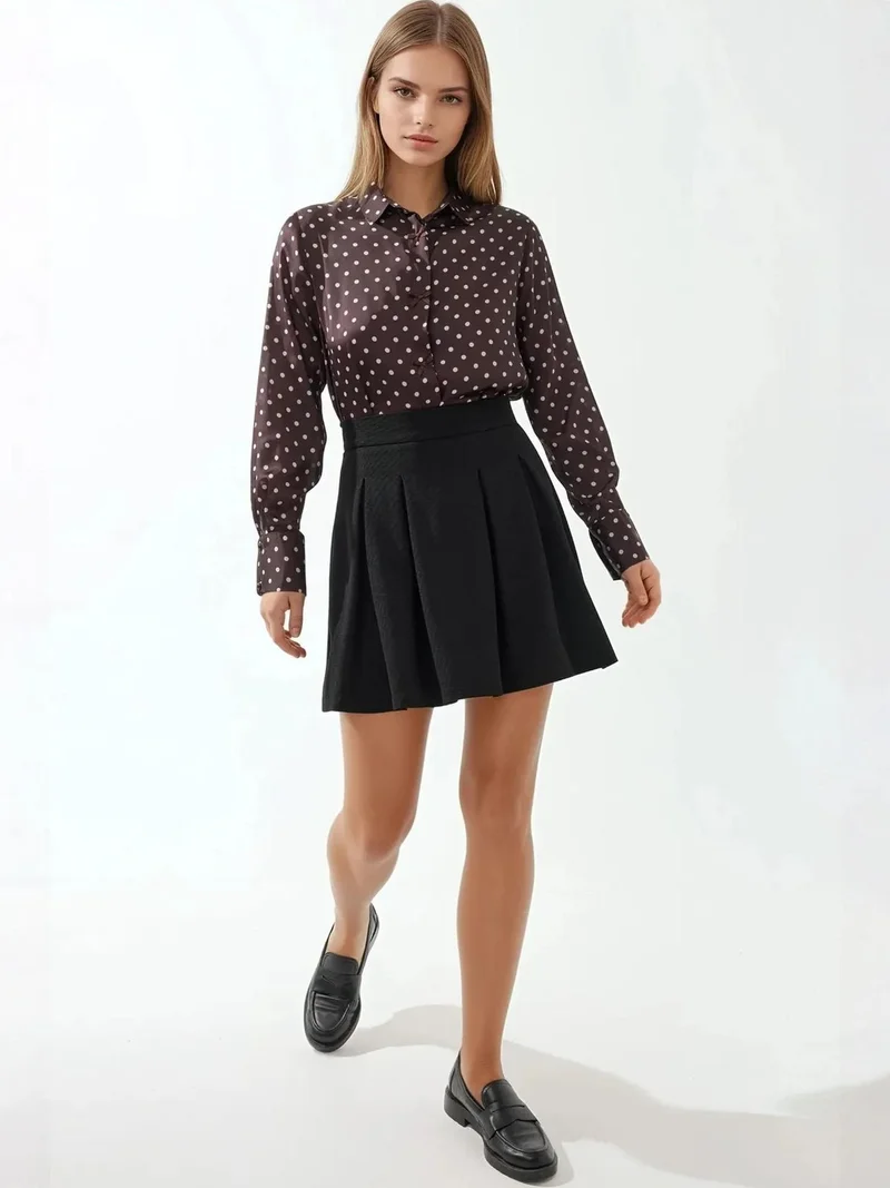 Hiccup Black Pleated Mini Skirt with Zipper Closure for Women | Best Price UAE