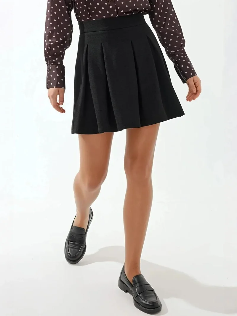 HICCUP Pleated Mini Skirt with Zipper Closure