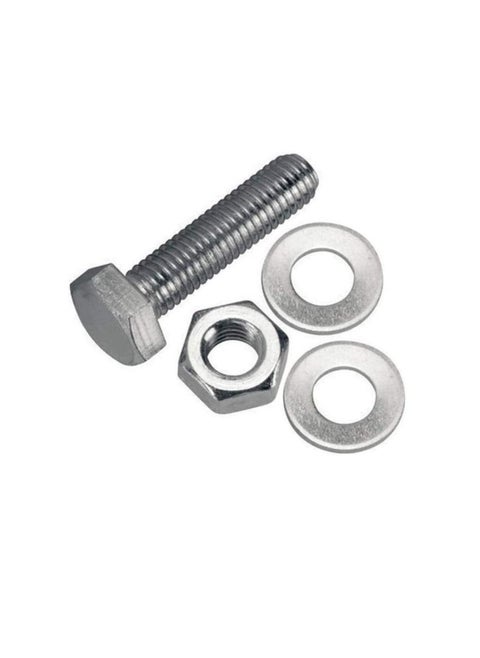 12 pcs Hex Head Screw Bolts Nuts & Washers Fully Thread GI Plain Finish Bolt Set. (10, 80MM)