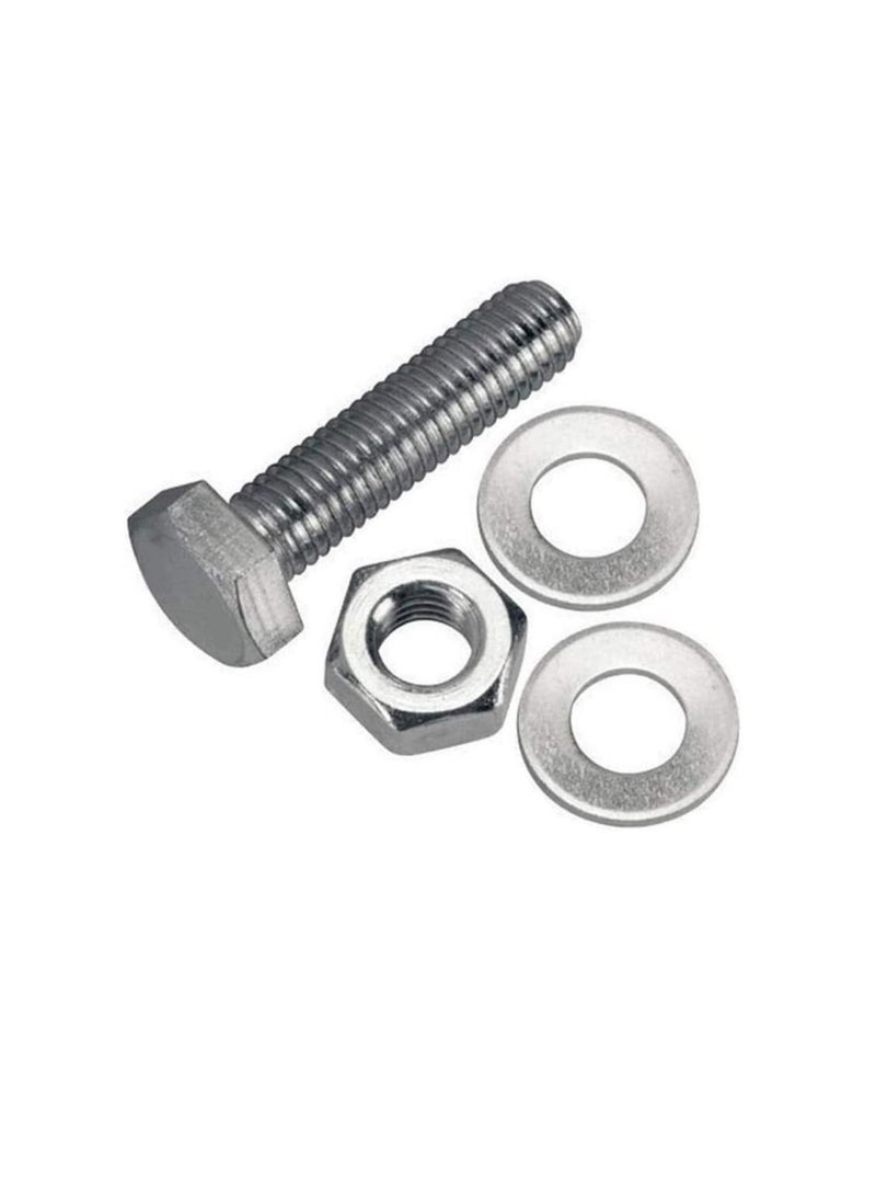 12 pcs Hex Head Screw Bolts Nuts & Washers Fully Thread GI Plain Finish Bolt Set. (10, 80MM)
