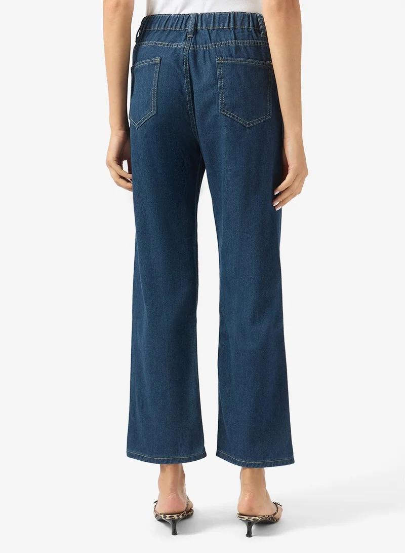 Ginger Navy High Rise Straight Fit Jeans for Women | Best Price UAE