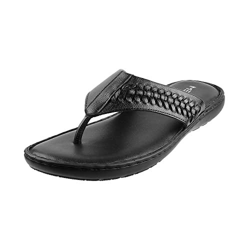 Metro Men Black Synthetic Leather Thong Slipper (16-793) - Image 1