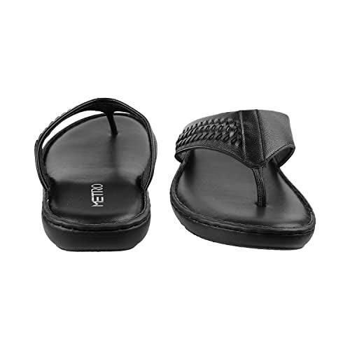 Metro Men Black Synthetic Leather Thong Slipper (16-793) - Image 5