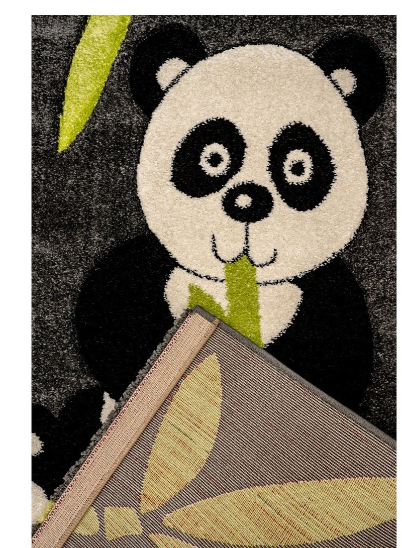 Crystal Panda Kids Rug-150 x 80 cm - BLACK - Image 1