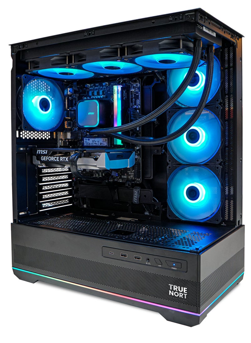 حاسوب ألعاب ثلاثي القتل، معالج إنتل كور i9-14900K، بطاقة نفيديا جيفورس RTX 5070 بسعة 12GB GDDR7، 32GB رام، 1TB SSD، ويندوز 11 برو، صندوق أسود