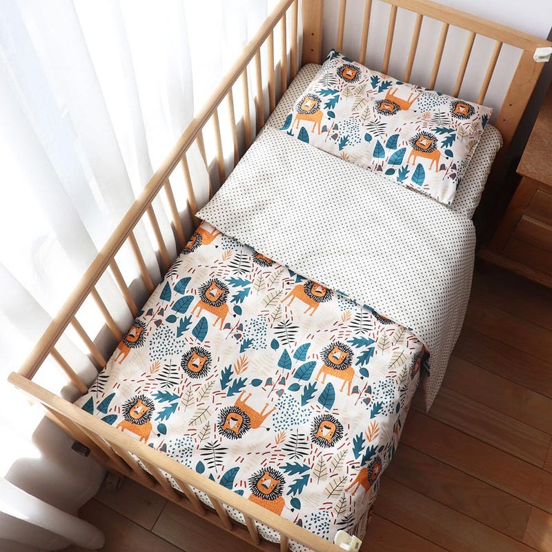 Emenpy 100 Cotton Crib Bedding Set for Baby Boys Girls3 Pcs Baby Bed Linen Include Duvet CoverFitted SheetPillowcaseNursery DecorationNo Filler Beige