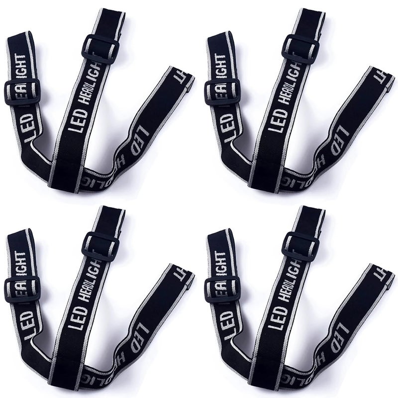 RecDec 4 Pack Headlamp Strap Replacement Headband Head Lamp Elastic Head Band Belt for LED Headlamps Flashlight Rechargeable Hands-Free Headlight Bike Front Light - Image 1