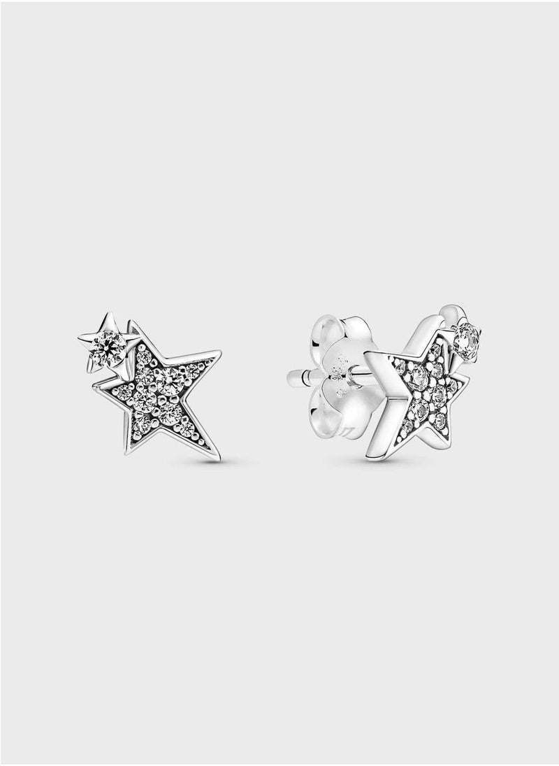 PANDORA Sparkling Asymmetric Stars Stud Earrings - Image 1