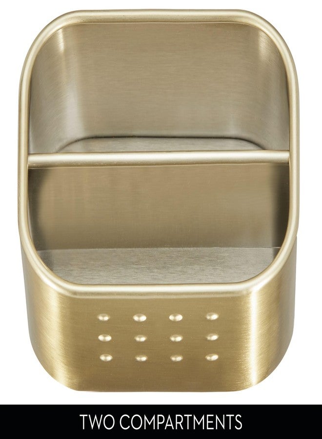 إنترديزاين حامل إسفنجة وليفة تنظيف من iDesign مع قسمين لحوض المطبخ - نحاس ناعم - Image 3