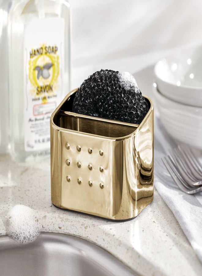 إنترديزاين حامل إسفنجة وليفة تنظيف من iDesign مع قسمين لحوض المطبخ - نحاس ناعم - Image 5