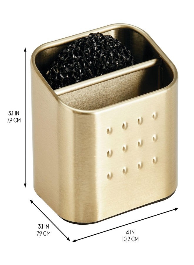 إنترديزاين حامل إسفنجة وليفة تنظيف من iDesign مع قسمين لحوض المطبخ - نحاس ناعم - Image 2