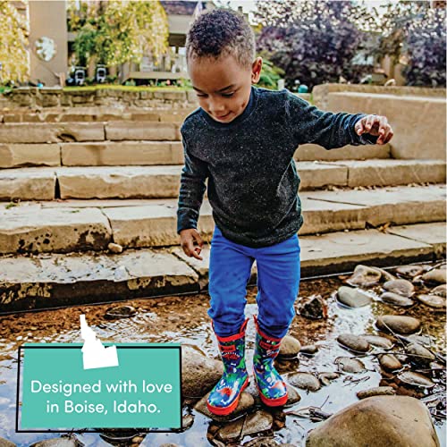 LONECONE Lone Cone Rain Boots with Easy-On Handles in Fun Patterns for Boys and Girls, Play-Proof Flexible Rubber, Durable Non-Slip Treads, Kid-Friendly for Hours of Joy - Puddle-a-Saurus, 2 Little Kid - Image 3