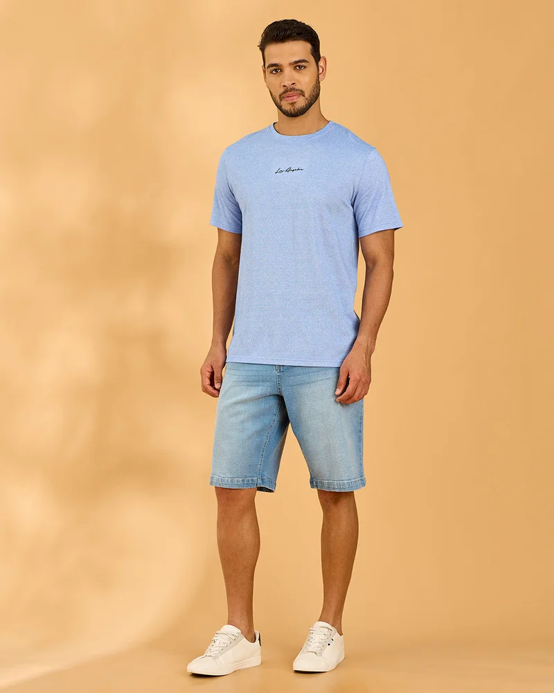 Redtag Men Blue Printed T-Shirt