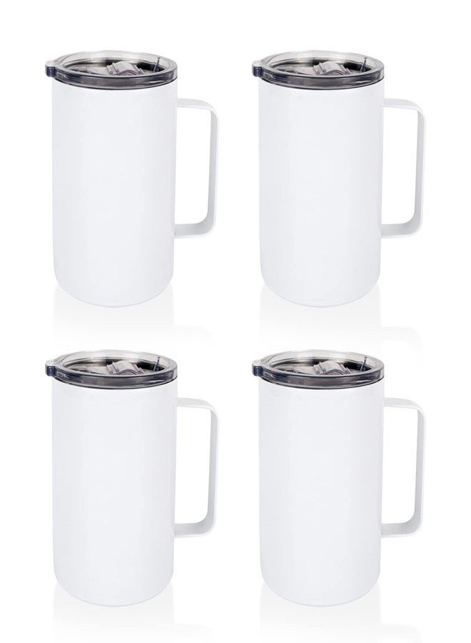 MAIKESUB 4 Pcs Sublimation Blank Skinny Tumbler 12 OZ White Handle and Straw Double Wall Stainless Steel Coffee Straight Mug with Sliding Lid (12 oz 340ML Without base) - Image 1