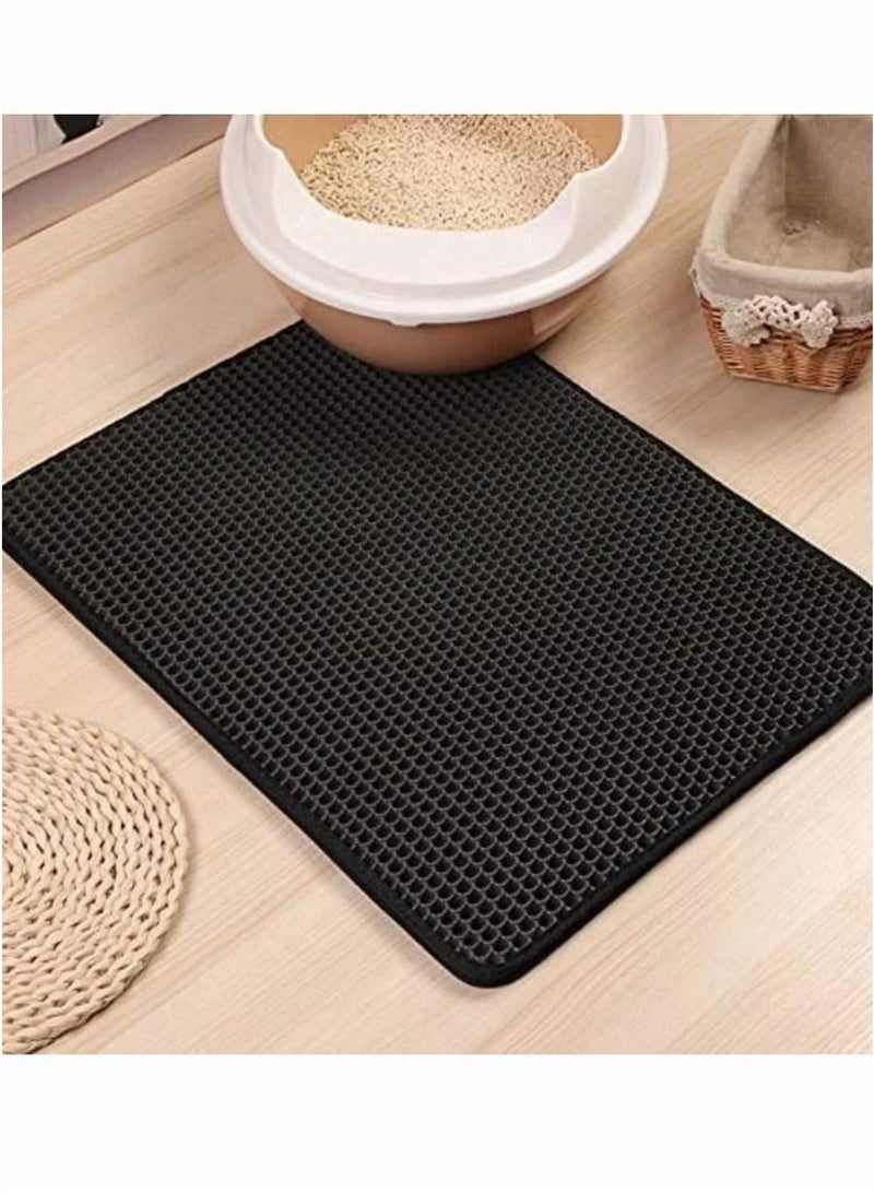 حصيرة فضلات القطط، حصيرة احتجاز فضلات القطط، حصائر مزدوجة الطبقة على شكل خلية نحل، خالية من الفثالات، مقاومة للبول، سهلة التنظيف، تمنع التناثر، سجادة صندوق صينية احتجاز الفضلات 30*40 سم - Image 2