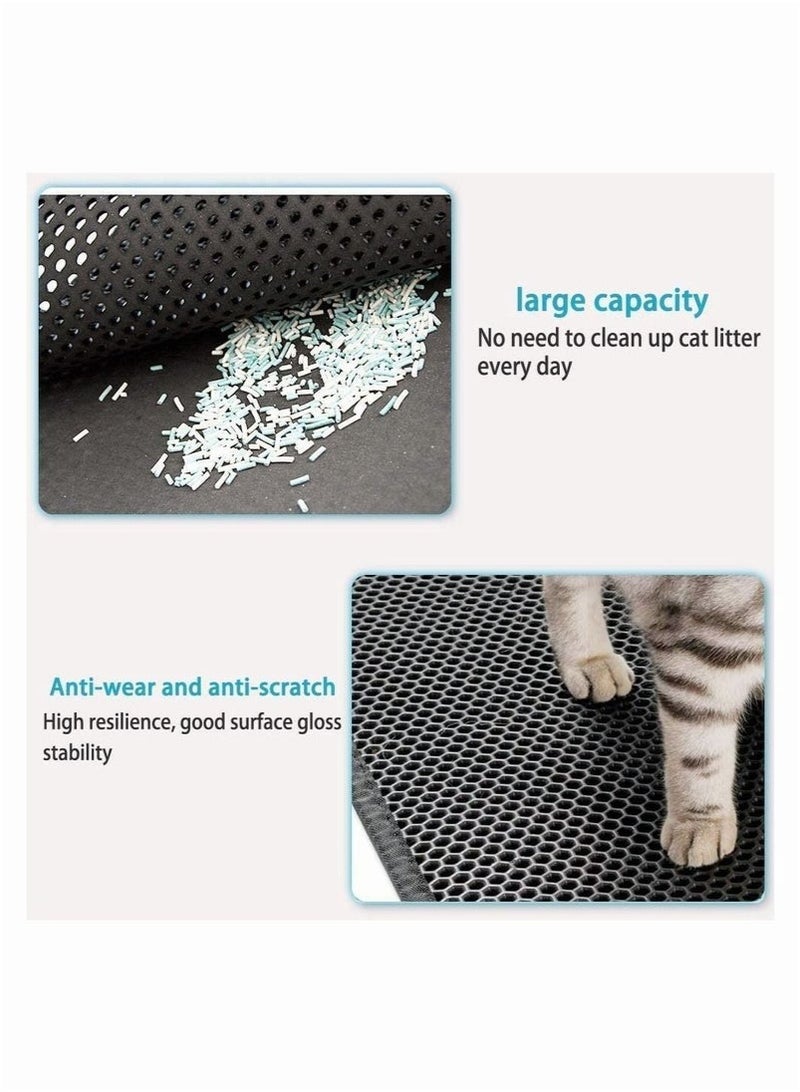 حصيرة فضلات القطط، حصيرة احتجاز فضلات القطط، حصائر مزدوجة الطبقة على شكل خلية نحل، خالية من الفثالات، مقاومة للبول، سهلة التنظيف، تمنع التناثر، سجادة صندوق صينية احتجاز الفضلات 30*40 سم - Image 5