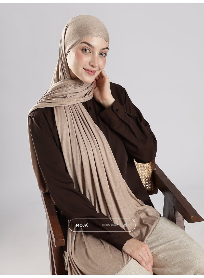 Moja Premium Bamboo Jersey Hijab - Beige brown - Image 2