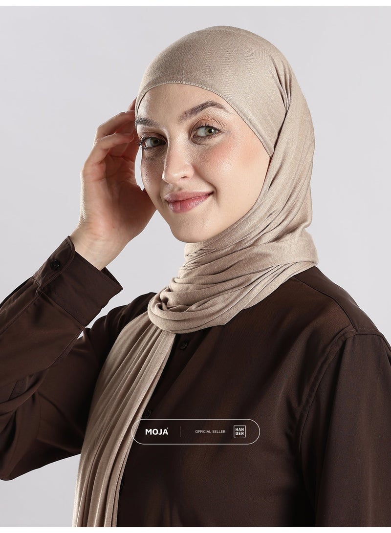 Moja Premium Bamboo Jersey Hijab - Beige brown - Image 3