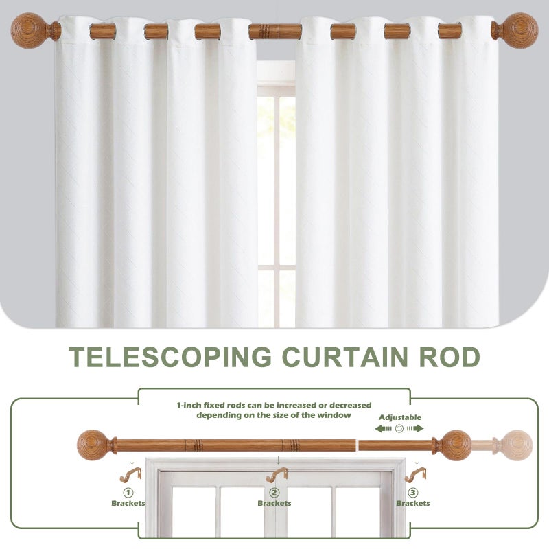 HTZON Brown Wood Grain Ball Adjustable Curtain Rods, 36-88" Heavy Duty, Farmhouse Rustic Single Window Curtain Rods, Indoor/Outdoor, Iron with Imitation Wood Grain Finish - Image 5