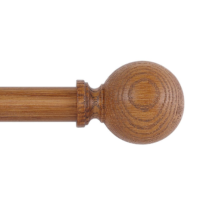 HTZON Brown Wood Grain Ball Adjustable Curtain Rods, 36-88" Heavy Duty, Farmhouse Rustic Single Window Curtain Rods, Indoor/Outdoor, Iron with Imitation Wood Grain Finish - Image 1