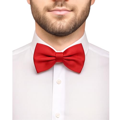 trilece Bow Ties for Men - Men's Solid Pre-tied Clip on Bowties for Formal Wear - Adjustable Bow Tie - Bow ties for Woman (Red) - Image 1
