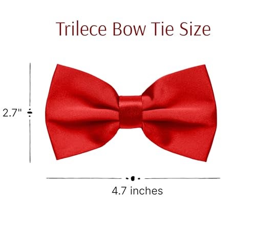 trilece Bow Ties for Men - Men's Solid Pre-tied Clip on Bowties for Formal Wear - Adjustable Bow Tie - Bow ties for Woman (Red) - Image 3