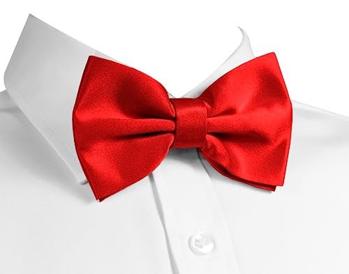 trilece Bow Ties for Men - Men's Solid Pre-tied Clip on Bowties for Formal Wear - Adjustable Bow Tie - Bow ties for Woman (Red) - Image 2