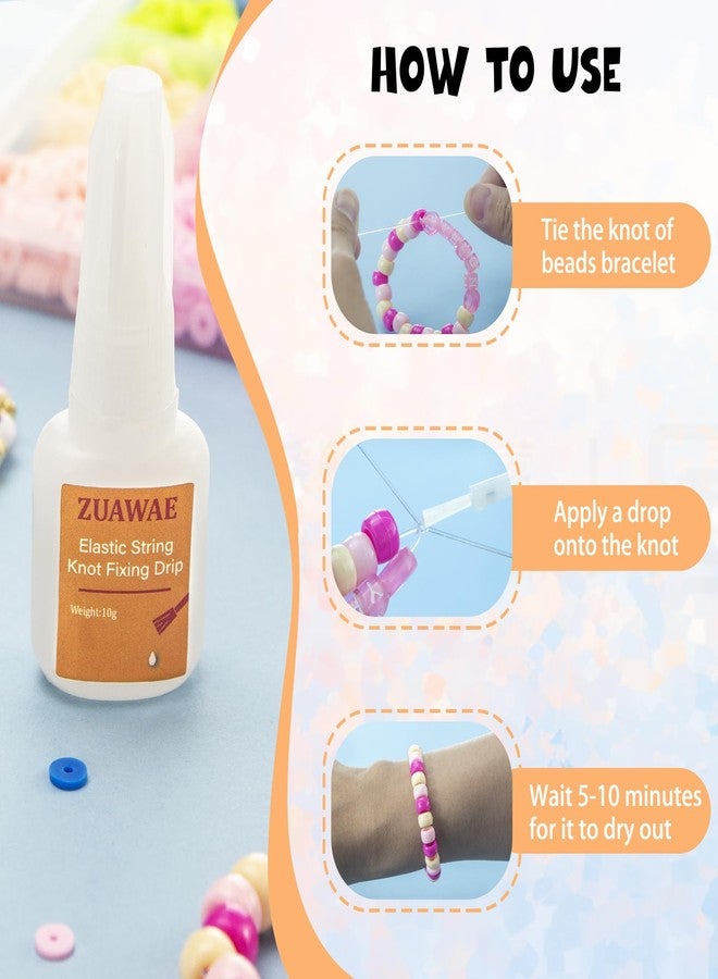 ZUAWAE Jewelry Glue for Elastic String, Clear Craft Glue Elastic String Kont Fixing Drip, Bracelet Glue Bracelet Supplies for Rhinestones Crafts, Clay Beads, Fabric, Jewelry Making Kit - Image 3