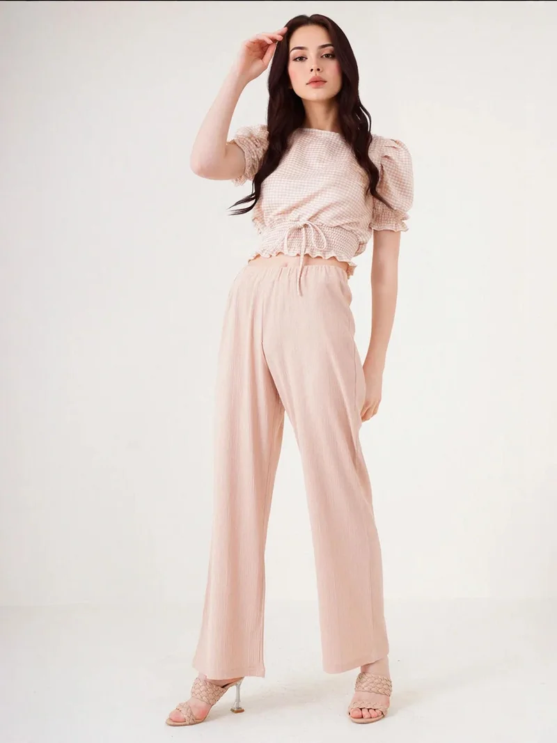 بيغ دارت بنطلون محبوك مريح بياقة مضلعة