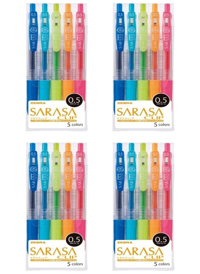 ZEBRA 4 sets of 5 Sarasa Push Clip Gel Ink Pens. The set consists of 5 colors, 0.5 mm. - Image 1