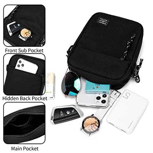Vaupan Small Crossbody Bag Shoulder Bag For Men, Women Mini Messenger Bag Water Resistant Satchel Bag for Work Travel Business (Black) - Image 3