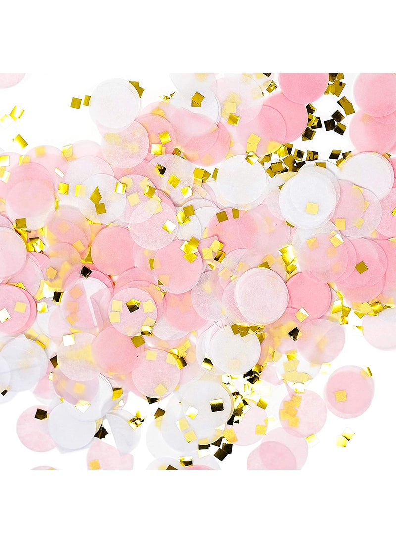 Confetti Confetti Premium 1inch Round Tissue Paper Party Table Confetti 1015 Grams Pink White Gold Mylar Flakes  - Image 3