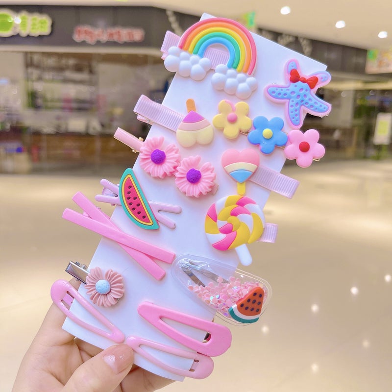 Generic Korean Style 14-Piece Hair Clip Set for Kids (top paper jam) 3# pink starfish 14-piece set