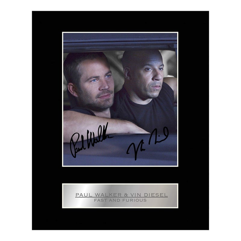 iconic pics Paul Walker and Vin Diesel Signed Mounted Photo Display Fast and Furious - Image 1