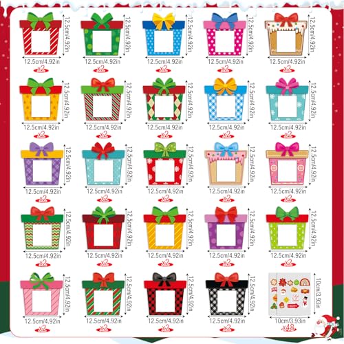 Cholemy 48 Pcs Photo Frame Hanging Frame Ornaments Present Box Gingerbread Craft Kit with Stickers for Party Holiday Tree DecorationGift Style - Image 3